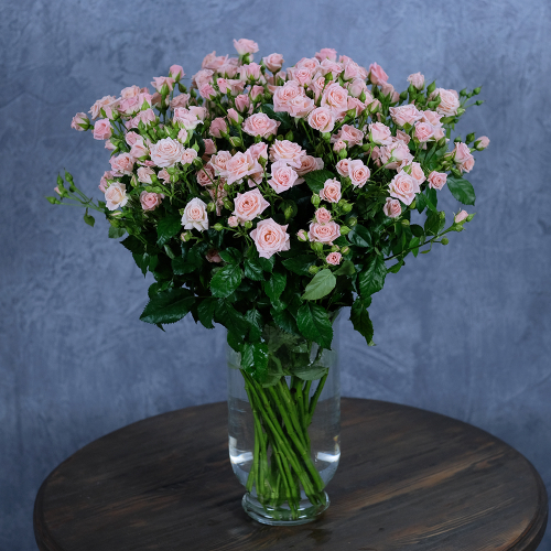 Купить Розы кустовые нежно-розовые Lydia от 7шт