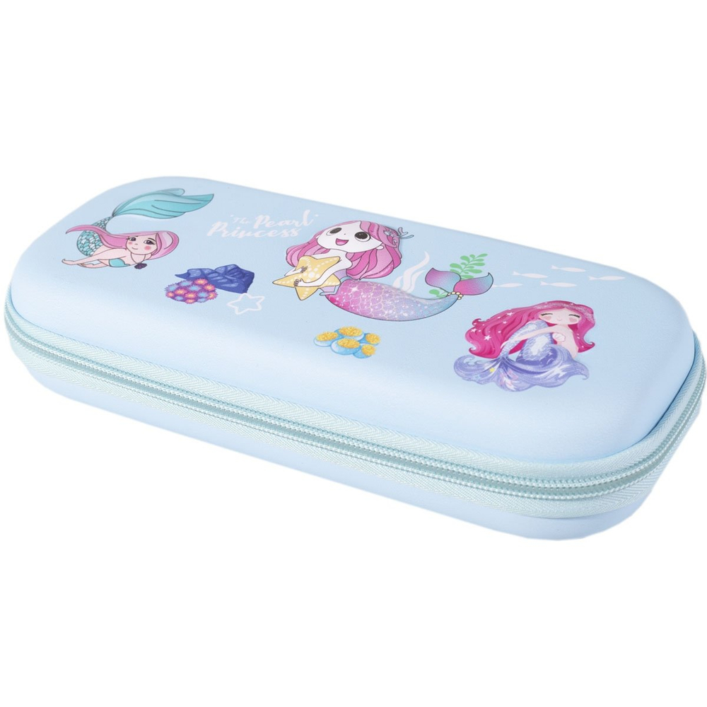 Пенал EVA Alingar, 1 отделение, откидная планка, карман сетка, объемный рисунок, 95 х 210 мм, "Русалочки", микс (голубой, розовый)