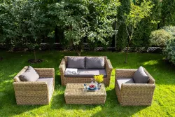 "Капучино Сингл" лаунж-зона из искусственного ротанга (гиацинт), цвет соломенный