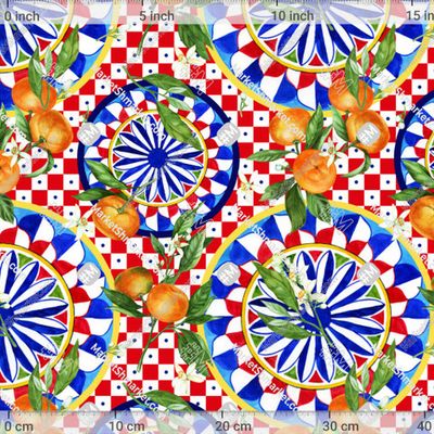 сицилийские мотивы, каретто принт, мандарины by helga_art 411 DPI