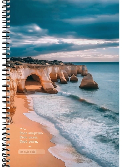 Тетрадь А4 96л. клетка "Песчаное побережье" на гребне, мелов.облистер (Проф-Пресс)