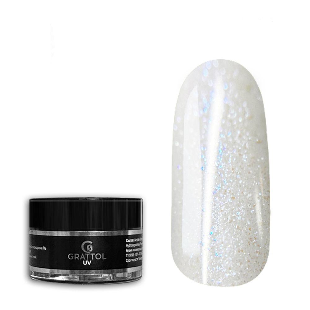 Grattol Camouflage Gel White Glow 04 - Гель молочный с шиммером, 15 мл
