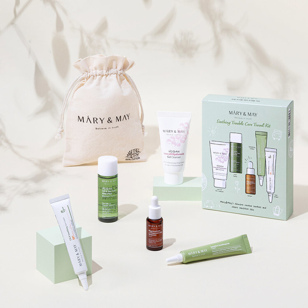 Подарочный набор уходовой косметики для лица успокаивающий MARY&MAY Soothing Trouble Care Travel Kit  Soothing Trouble Care Travel Kit