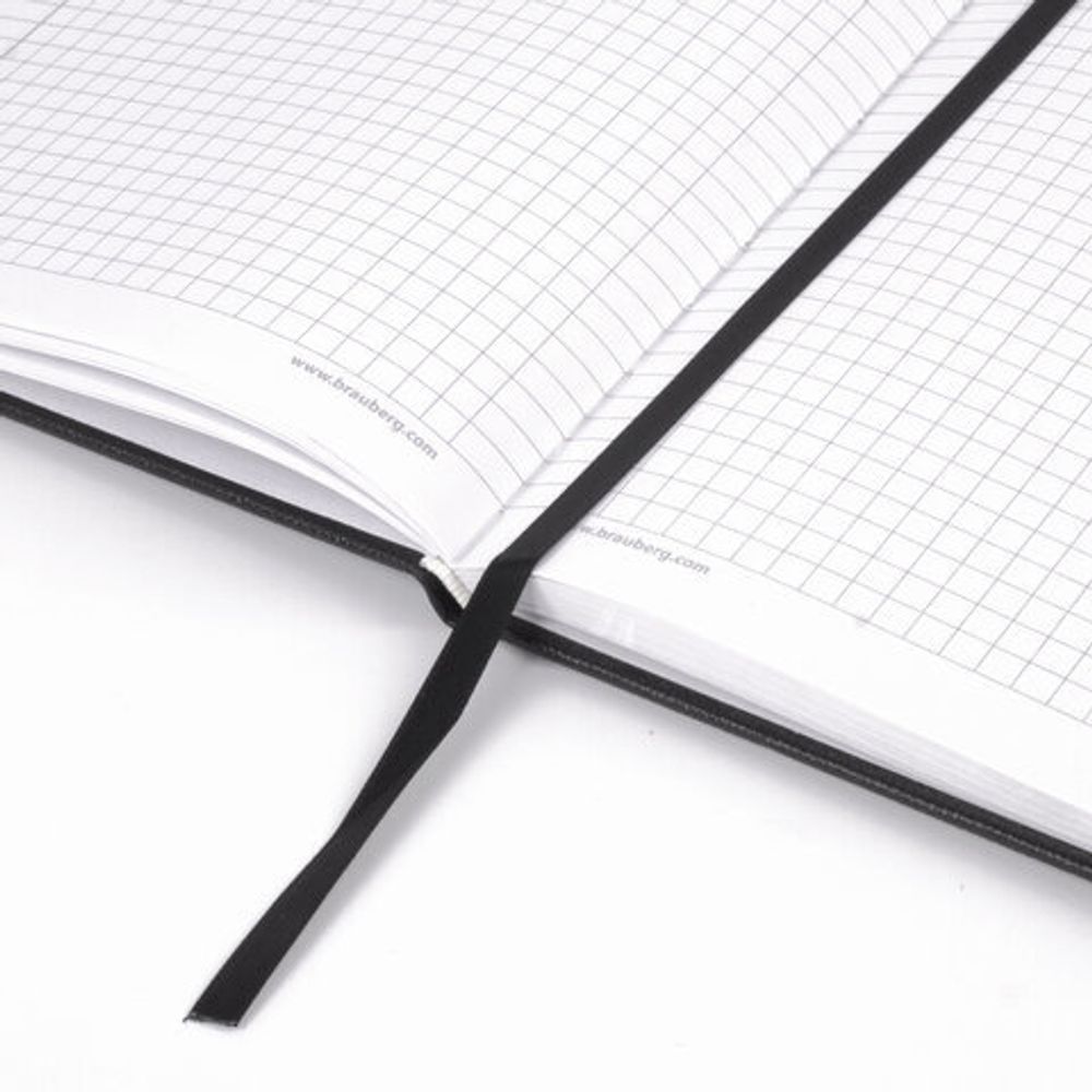 Блокнот А5 (148х218 мм), BRAUBERG "Select", 96 л., балакрон, резинка, клетка, черный, 125211