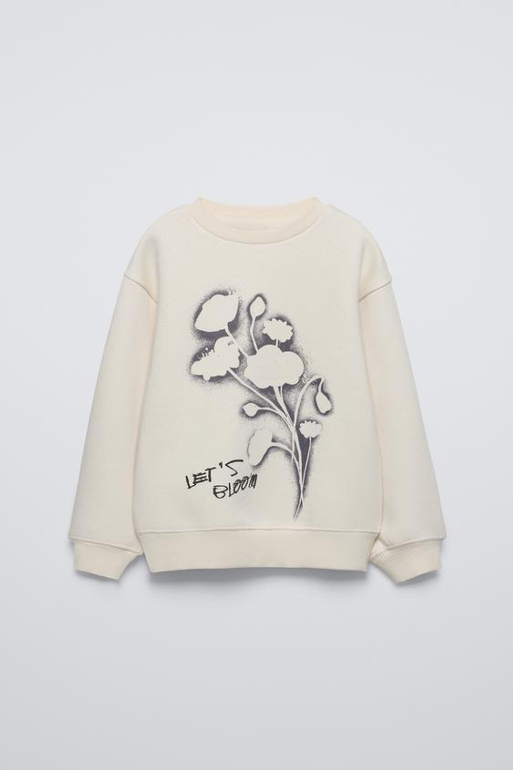 ZARA ТОЛСТОВКА С ЦВЕТОЧНЫМ ПРИНТОМ, ЭКРЮ