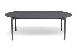 "Канны" лаунж-зона 4-местная (разборная) из роупа со столиком "Диего" цвета "серый гранит", роуп темно-серый круглый, ткань темно-серая