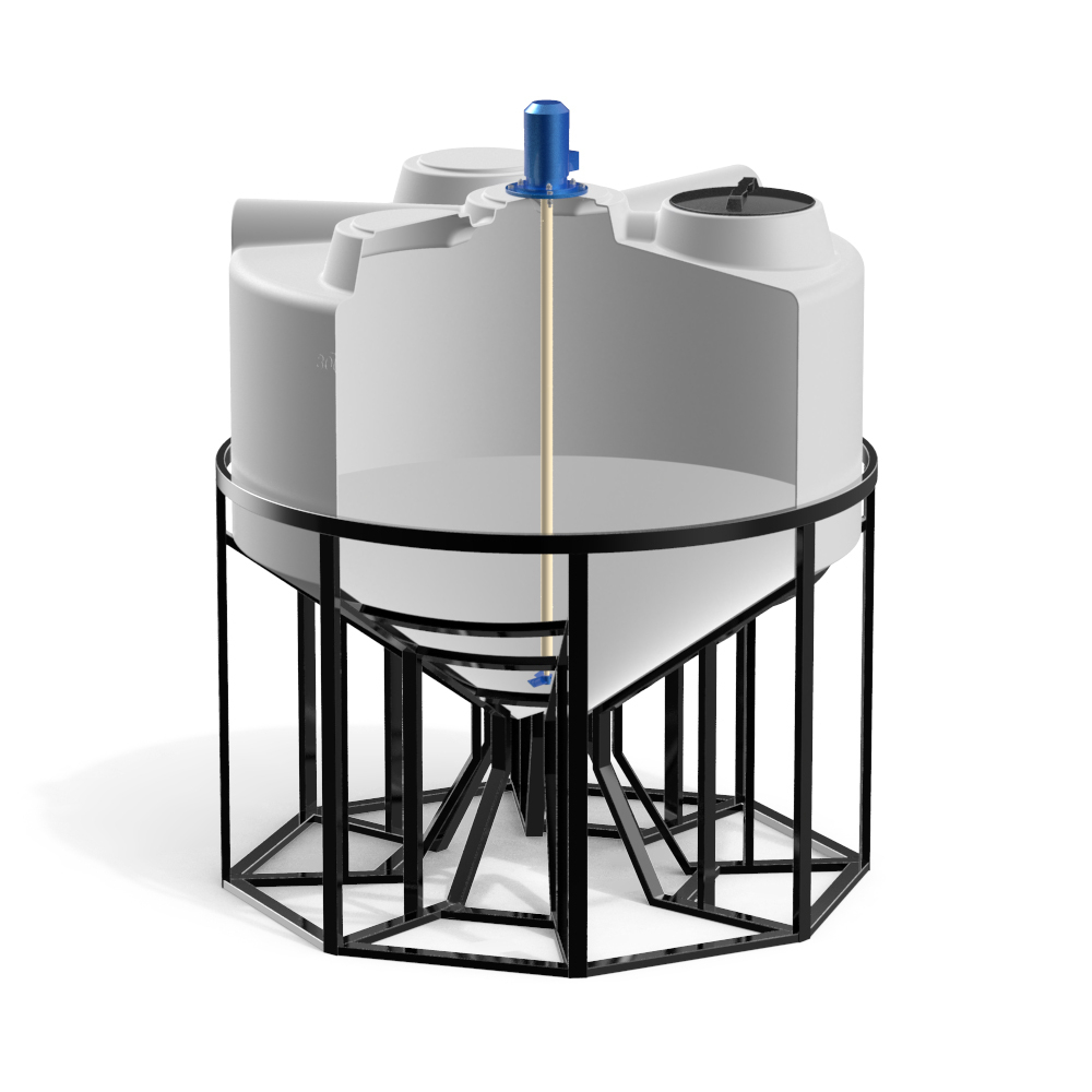 Ёмкость с пропеллерной мешалкой Полимер-Групп KV 3000 л. конусная (2100x2100x2530см;) - арт.559228