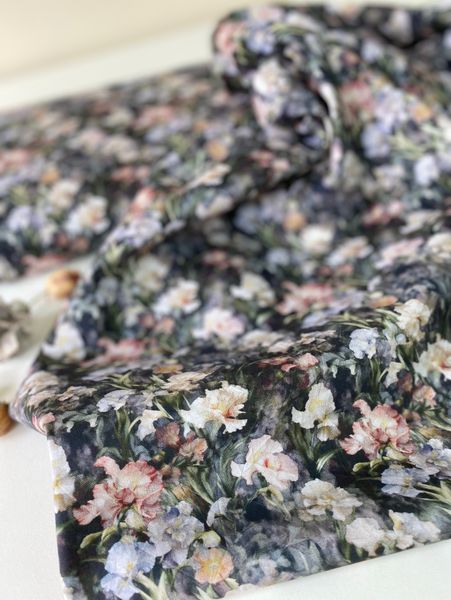 ИРИСЫ НА СЕРОМ, 100% хлопок, Handmade Fabrics 2