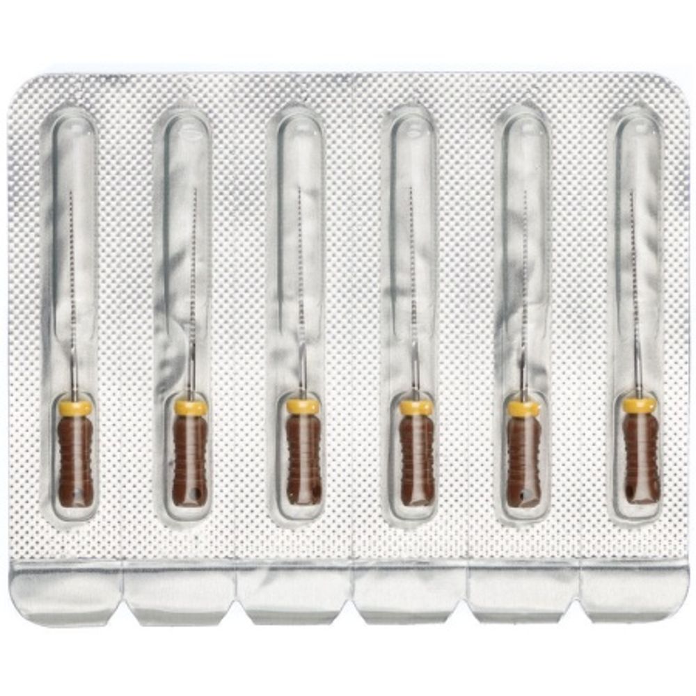 Pro-Endo K-Files №12 (25мм) (6шт.) Про-Эндо К-файлы (К-рашпили), каналорасширители ручные