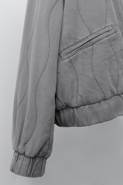 ZARA СТЕГАНАЯ КУРТКА СВОБОДНОГО КРОЯ, АНТРАЦИТОВО-СЕРЫЙ