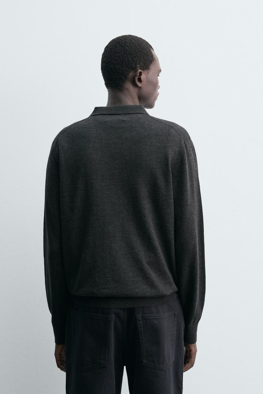 ZARA ПОЛО ИЗ ШЕРСТИ, СЕРЫЙ МЕЛАНЖ