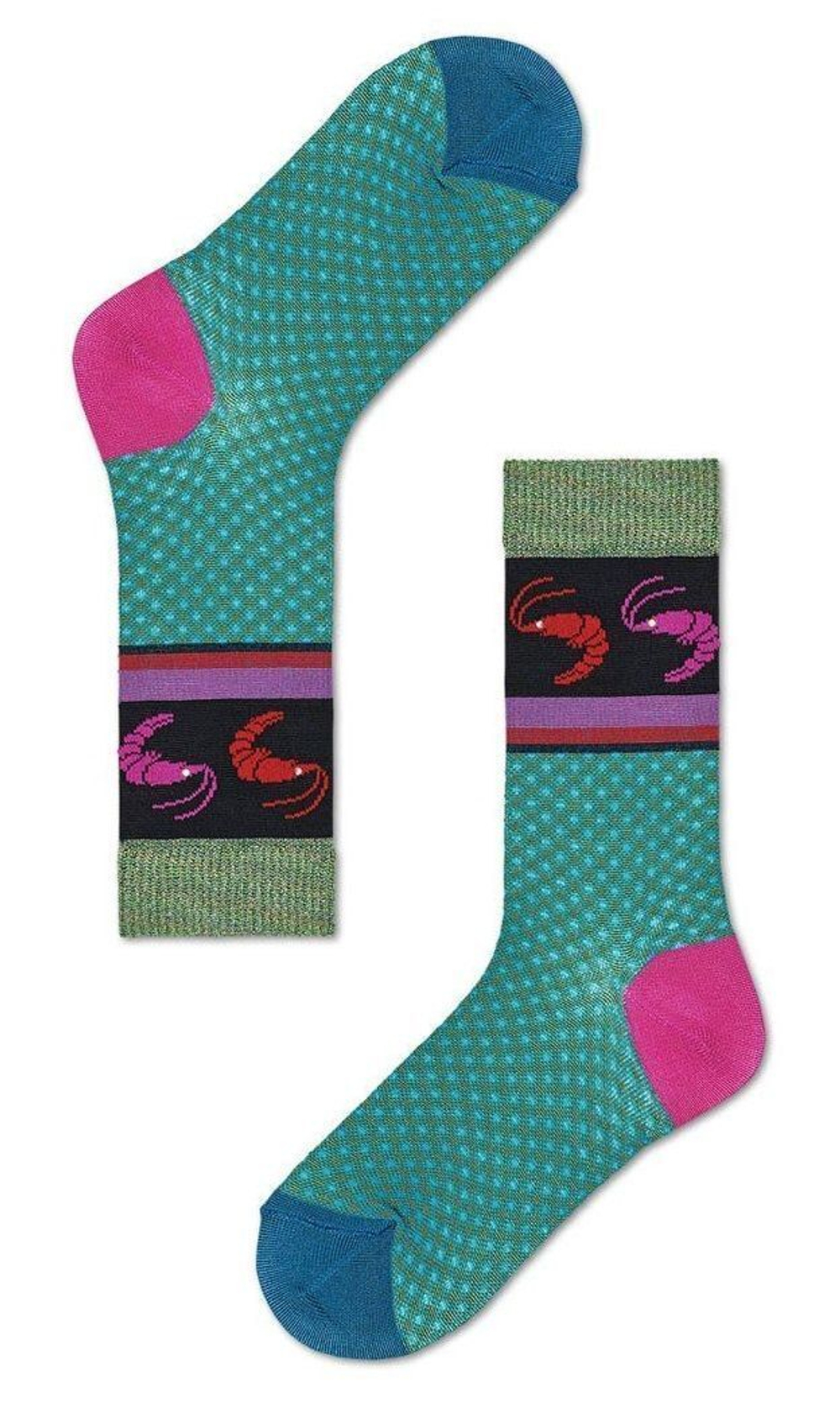 Носки Josefin Crew Sock с креветками (Размер: 25) (Цвет: зеленый)