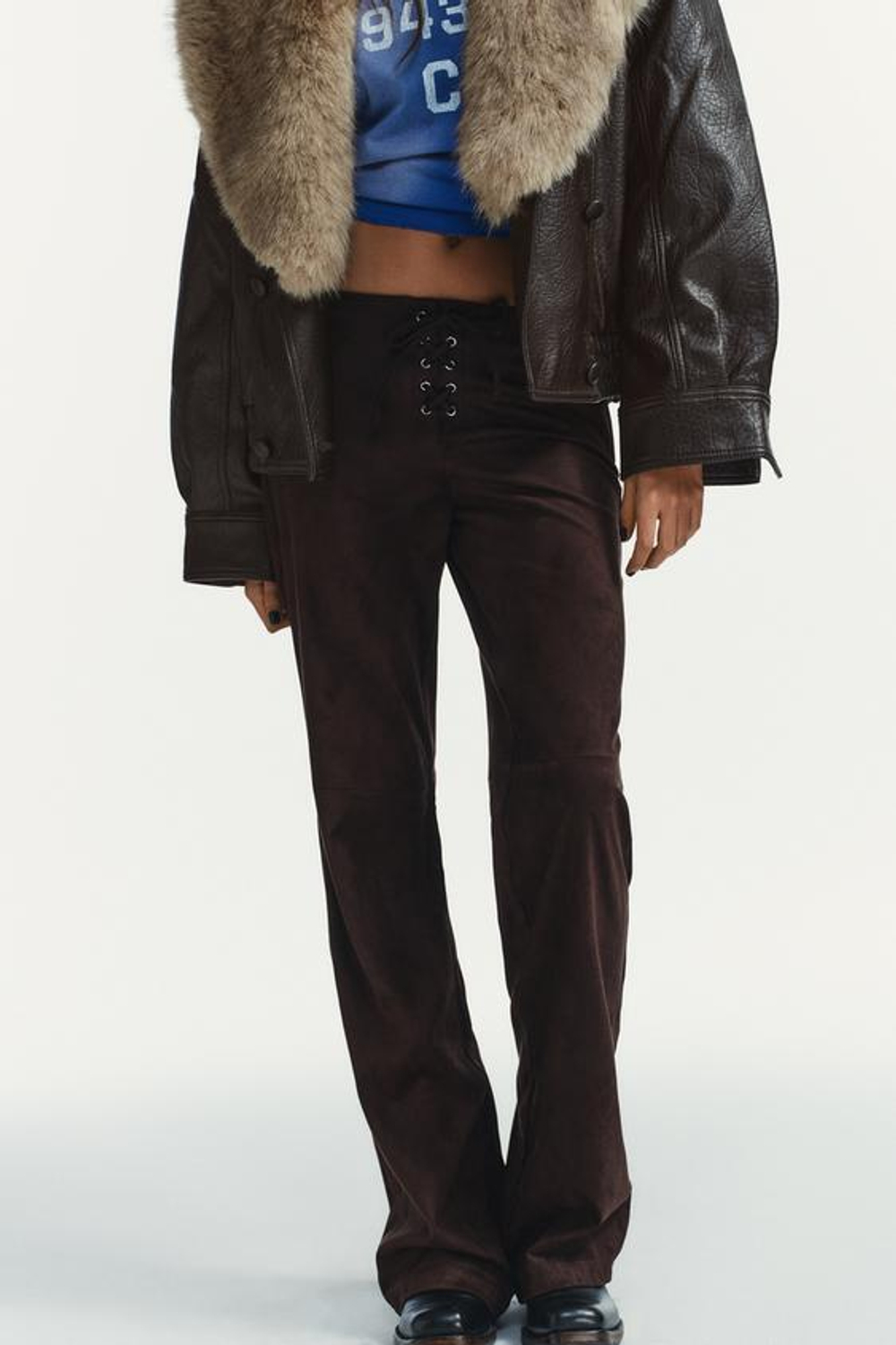 ZARA БРЮКИ FLARE С БАНТОМ, КОРИЧНЕВЫЙ