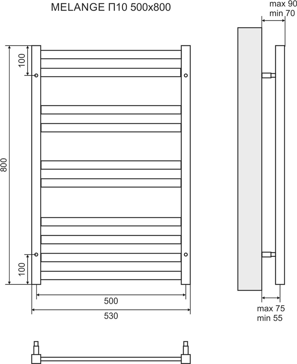 Полотенцесушитель электрический Lemark Melange LM49810E П10 500x800, левый/правый