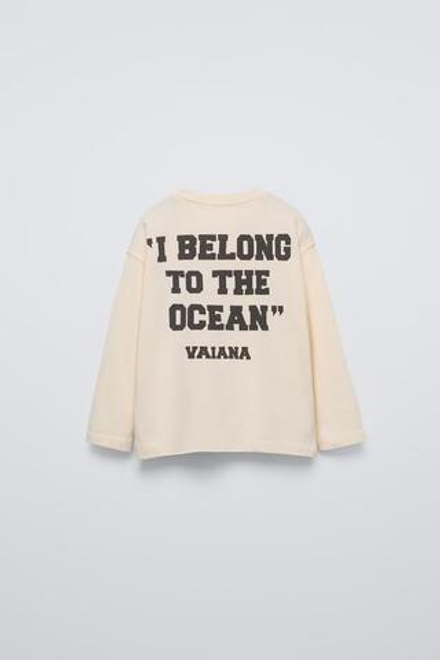 ZARA ЛОНГСЛИВ С РЕЛЬЕФНЫМ ПРИНТОМ VAIANA ©DISNEY, ЭКРЮ