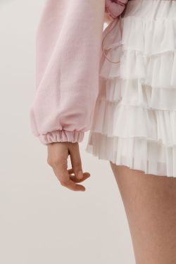 Укороченное худи на молнии нежно-розового цвета