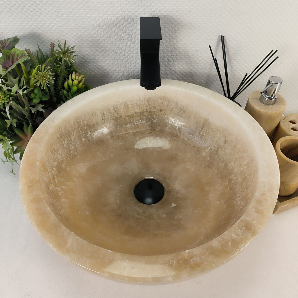 Каменная раковина из оникса Bowl Yellow BO-04725 (45*45*17) 0200 из натурального камня