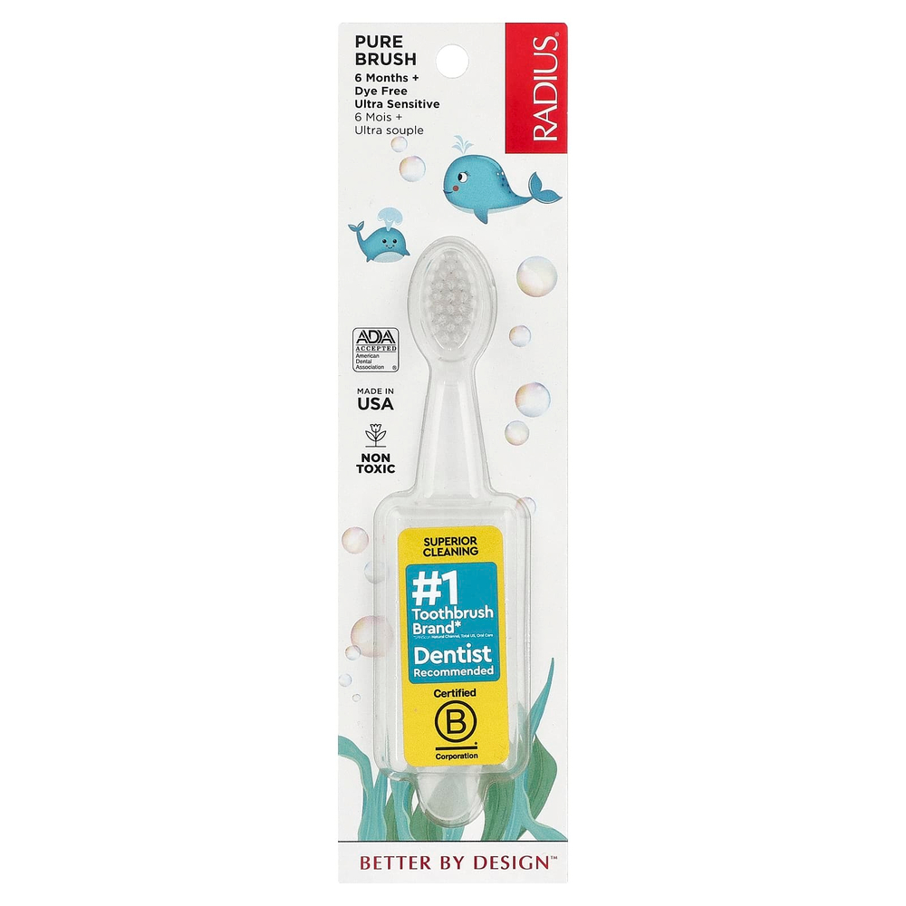 RADIUS, Pure Brush для детей старше 6 месяцев, для сверхчувствительных десен, 1 зубная щетка