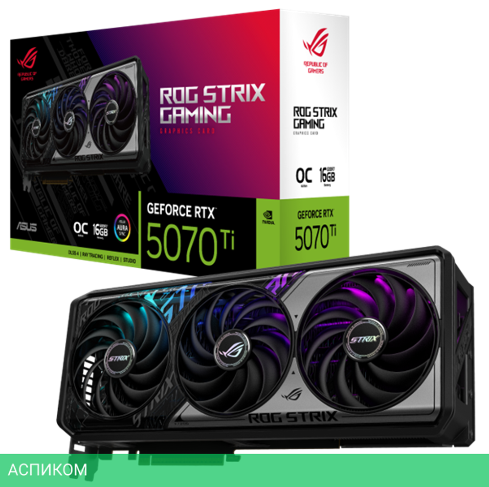 Видеокарта ASUS ROG Strix RTX 5070 Ti OC 16GB GDDR7 ROG-STRIX-RTX5070TI-O16G-GAMING (90YV0M90-M0NA00)