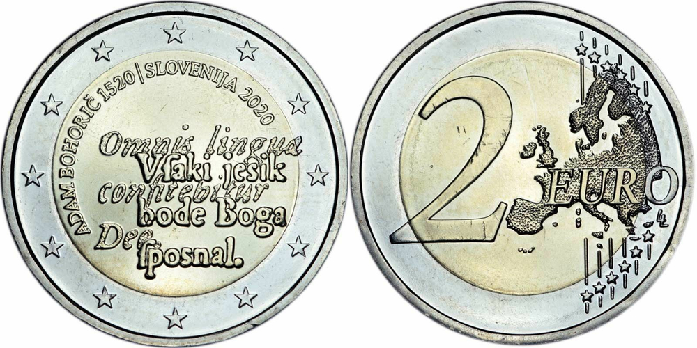 Словения 2 евро, 2020 500 лет со дня рождения Адама Бохорича UNC
