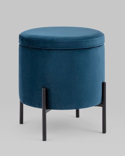 Пуф Грейс с ящиком велюр синий