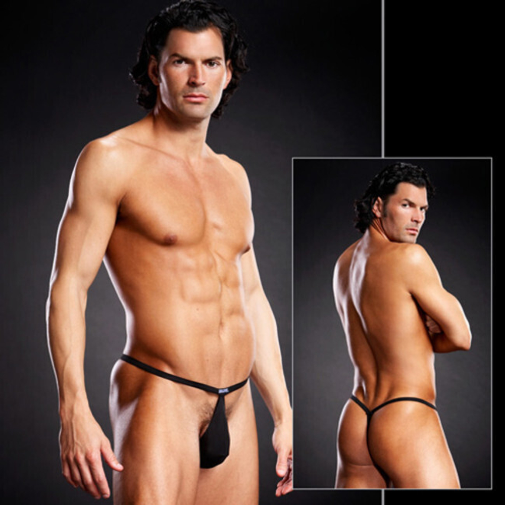 Трусы мужские черные POUCH V-стринги L/XL 50-52 (Цвет: черный)