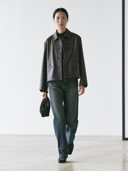 Massimo Dutti Короткая куртка из кожи наппа, черный