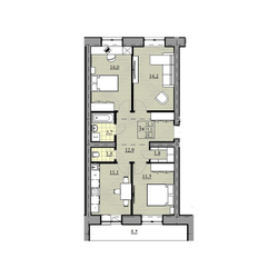 3-комнатная квартира, 71 м² / Чистовая отделка