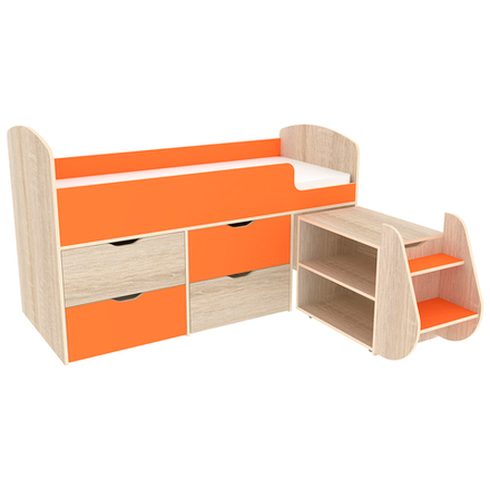 Кровать-чердак КарИВи Малыш 7 Дуб Сонома Оранжевый