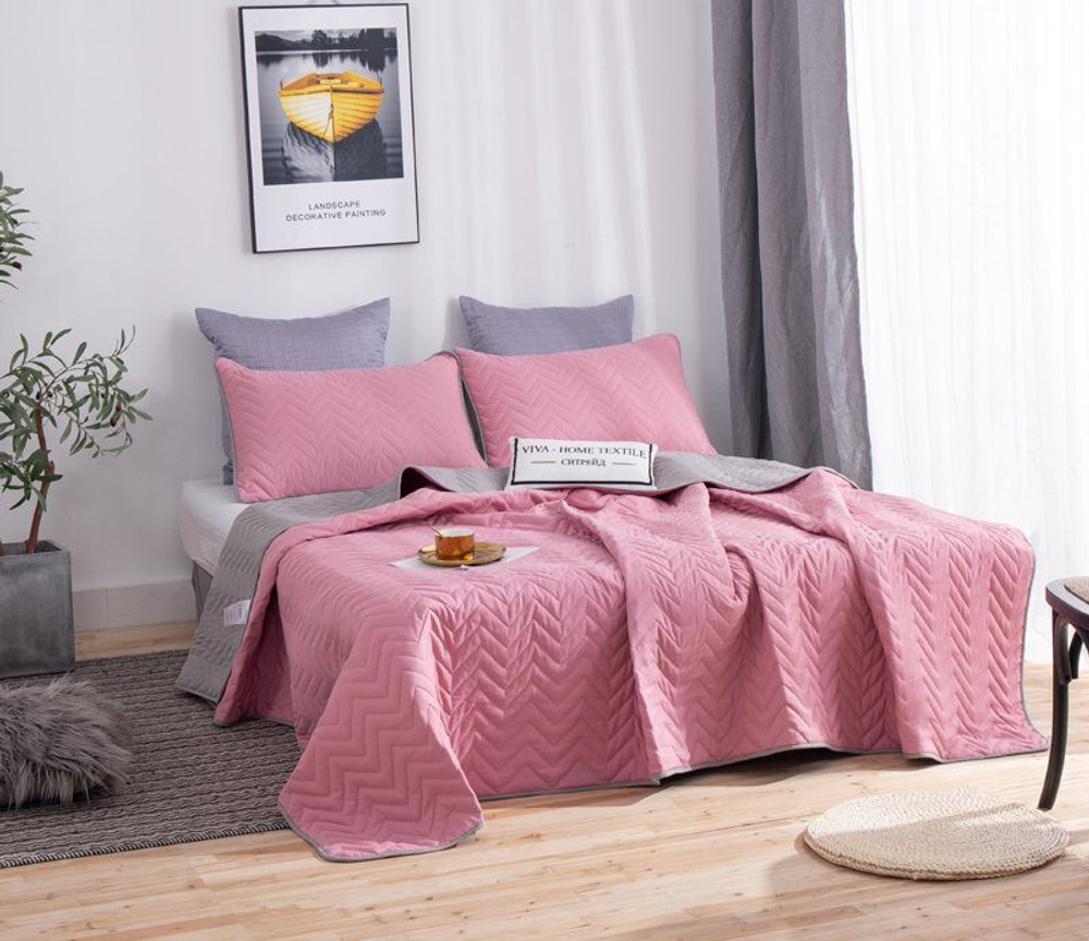 Покрывало однотонное двустороннее с наволочками ODP008