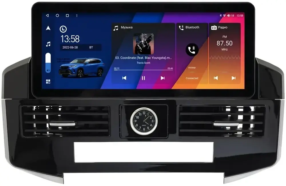 Магнитола для Toyota Land Cruiser 200 2013-2015 (климат на ШГУ, тип B) - Canbox H-Line 3044 монитор 12.3" QLED в стиле Audi на Android 10, ТОП-процессор, CarPlay, 4G SIM-слот