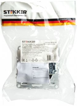 Розетка с заземлением и со шторкой, без рамки Stekker Эрна 49154