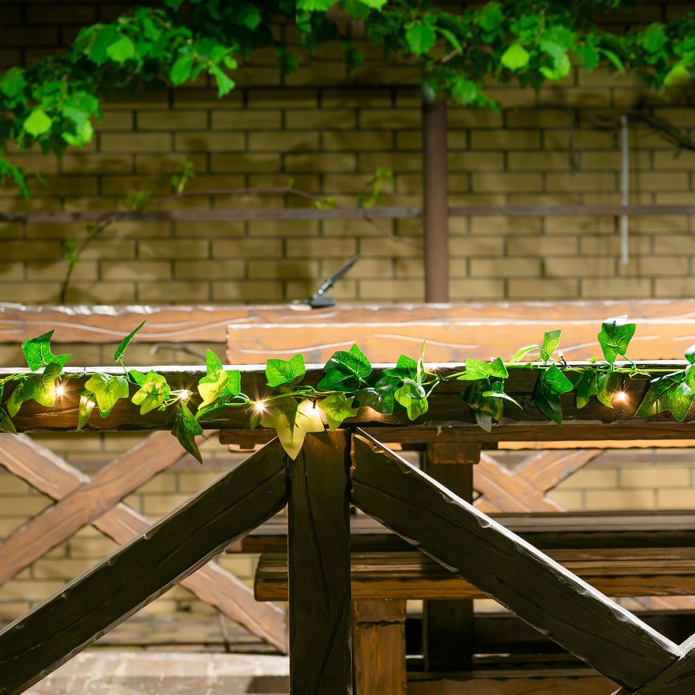 USL-S-135-PT2000 IVY Садовая гирлянда на солнечной батарее Плющ. 20 светодиодов. Теплый белый свет. 1xАА Ni-Mh аккумулятор в-к. IP44. TM Uniel
