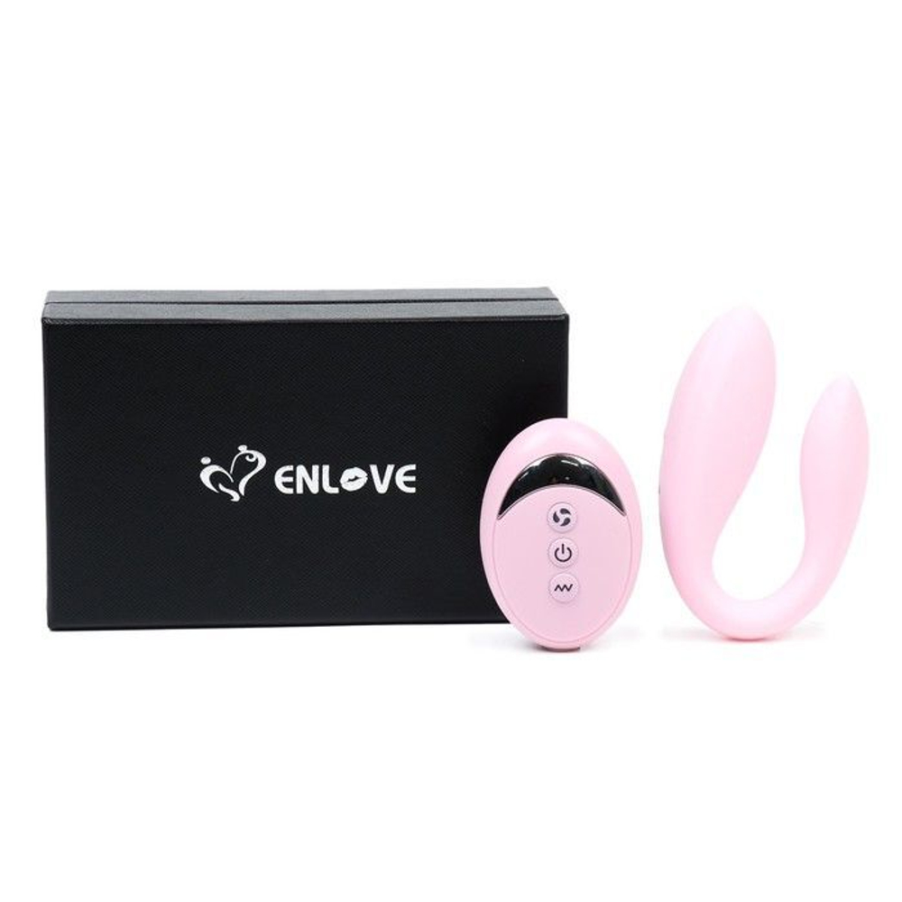 Нежно-розовый вибратор для пар с пультом ДУ (Цвет: нежно-розовый)