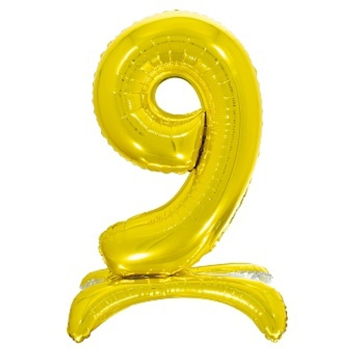 Цифра фольга №9Золото подставка воздух 81см