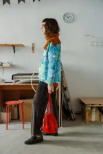 Куртка Soeurs в клетку сине-зеленая