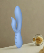 Вибратор кролик из жидкого силикона Isida голубой 21 см