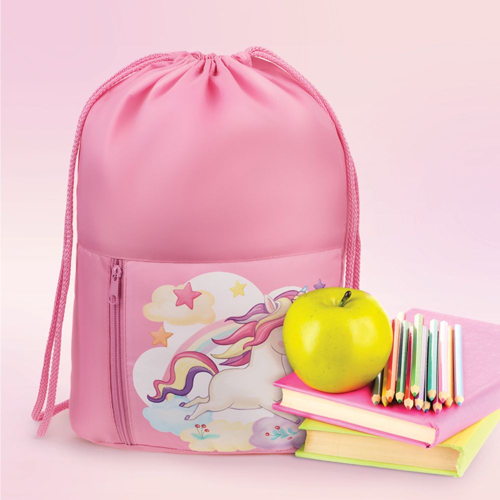 Мешок для обуви 1 отделение Мульти-Пульти "Unicorn", 340*420мм, карман на молнии, розовый