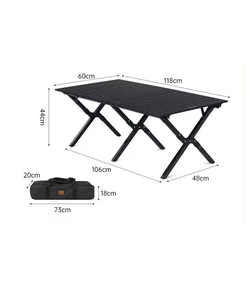 Стол туристический Naturehike складной, 118х60х44 см,с Х-образными ножками, черный