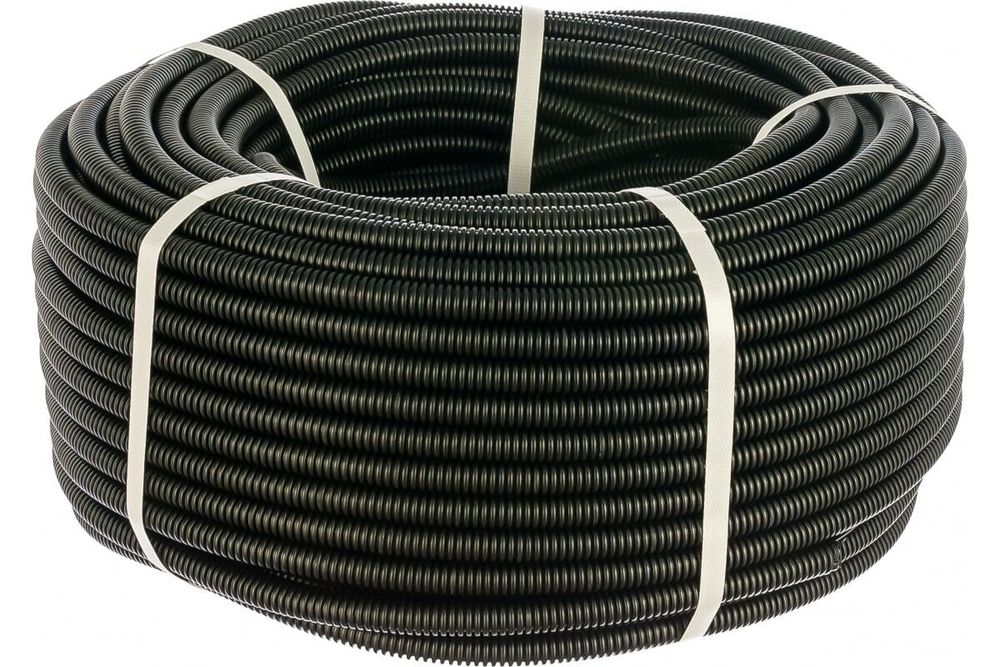 Труба гофрированная ПНД безгалогенная черная с/з d20 мм (100м/уп) Строитель