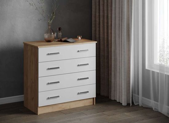 Комод КАТРИН-3 дуб крафт золотой / белый