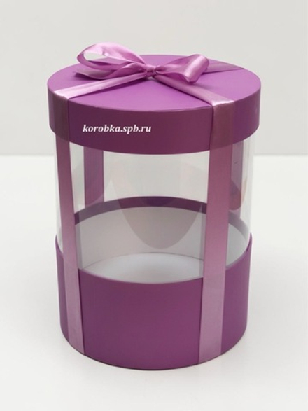 Плотная коробка-аквариум для торта с прозрачными стенками Цвет :Лиловый.