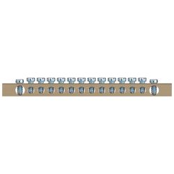 Шина ЭРА NO-122-06 PEN земля-ноль 6х9мм 14/2 латунная с креплениями по краям | Шкафы, корпуса, боксы и принадлежности к ним