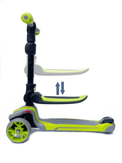 Самокат-беговел со светящимися колёсами 3 в 1 Scooter Micar Moby Green-Grey