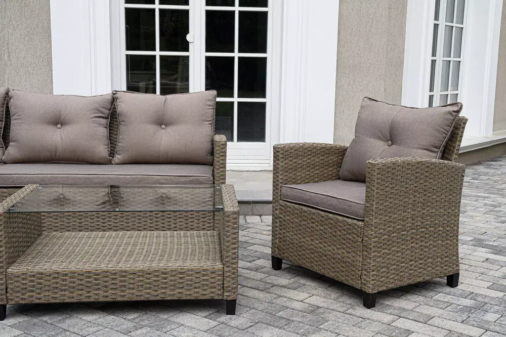 "Атланта" лаунж-зона из искусственного ротанга, цвет соломенный