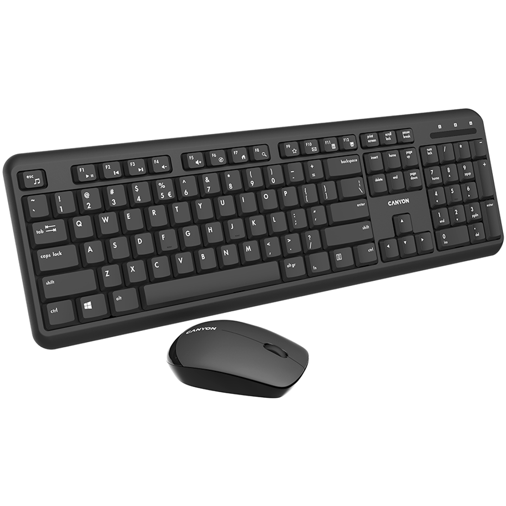 CANYON SET-W20 EN/HU Keyboard+Mouse Velvet Wireless Black