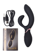 Черный вибратор Avalanche с «танцующим» клиторальным стимулятором - 20,5 см. (Цвет: черный)