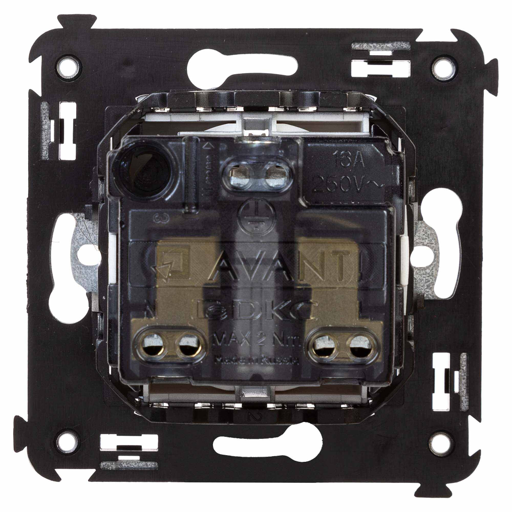 Розетка в стену, 2P+E, с з/ш, "Avanti", "Закаленная сталь"