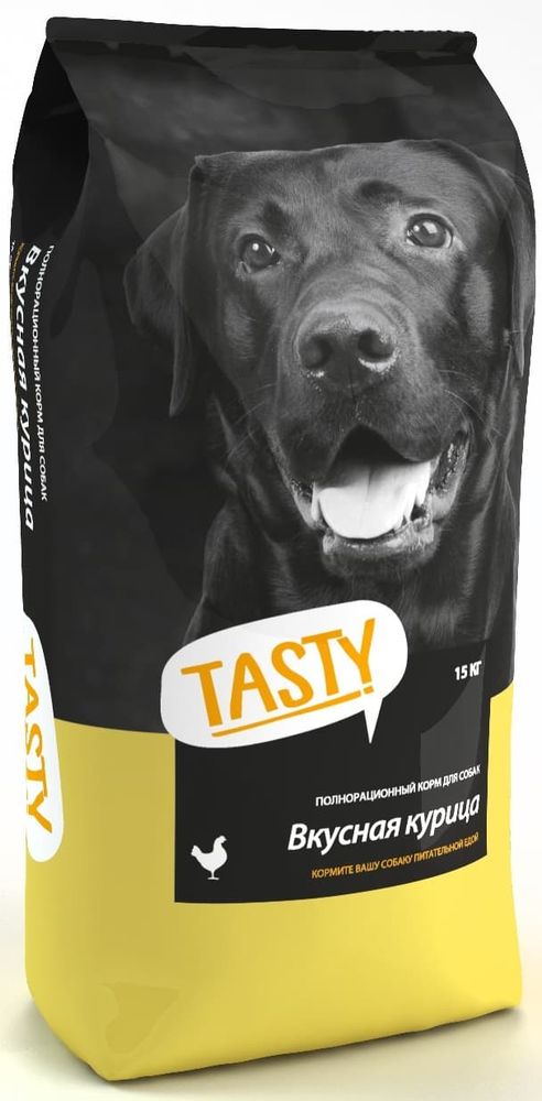 Сухой корм для взрослых собак TASTY с курицей 15кг