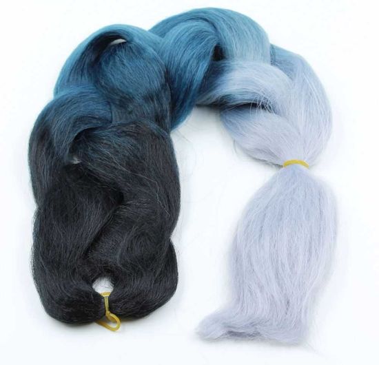 Канекалон 3-цветный 100гр 130см C19 черно темносиний пепельный